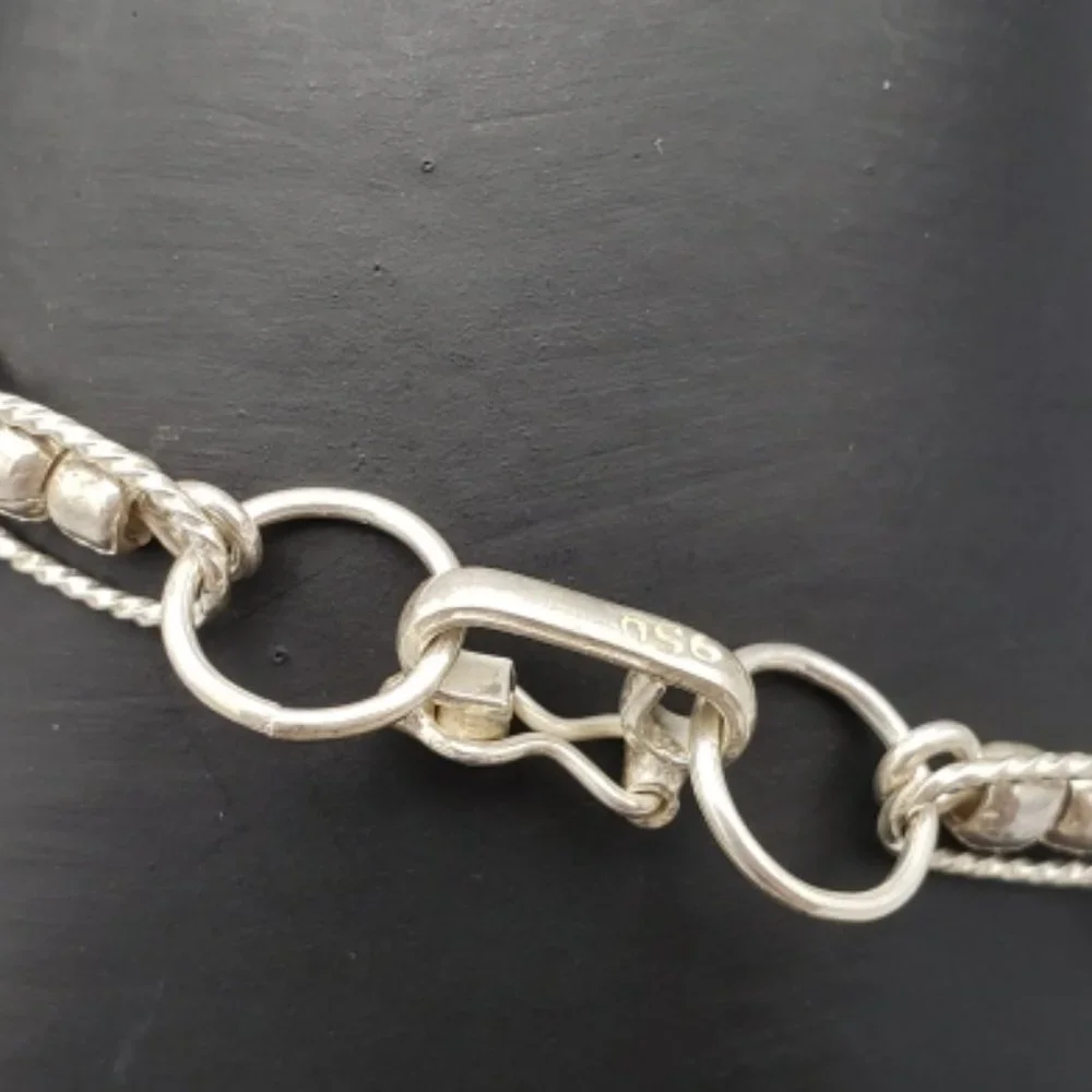 Sterling Silver 950 Link Bracelet 7.25 Inch - Picture 3 of 4